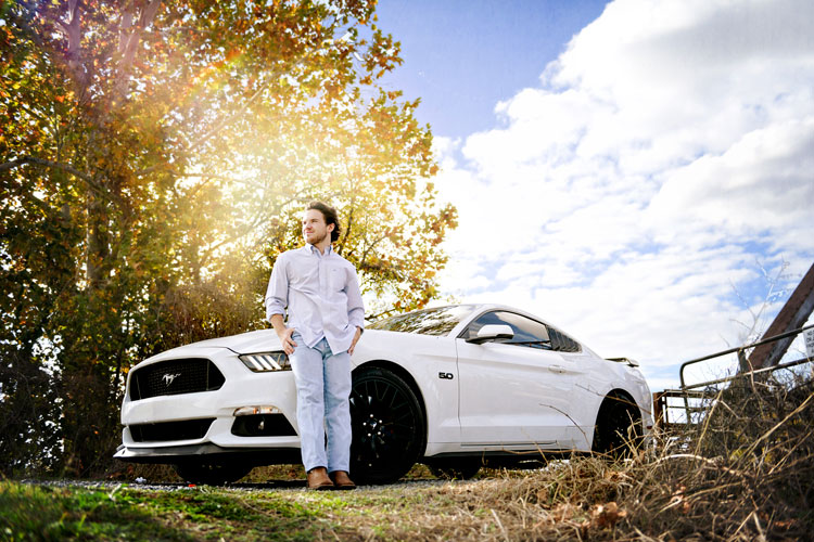 Guys Senior Pictures with Car (Mustang) in Madison, AL