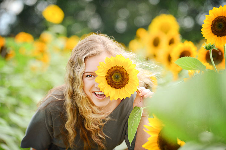 Senior Female Models in Sunflower Field in Madison, AL